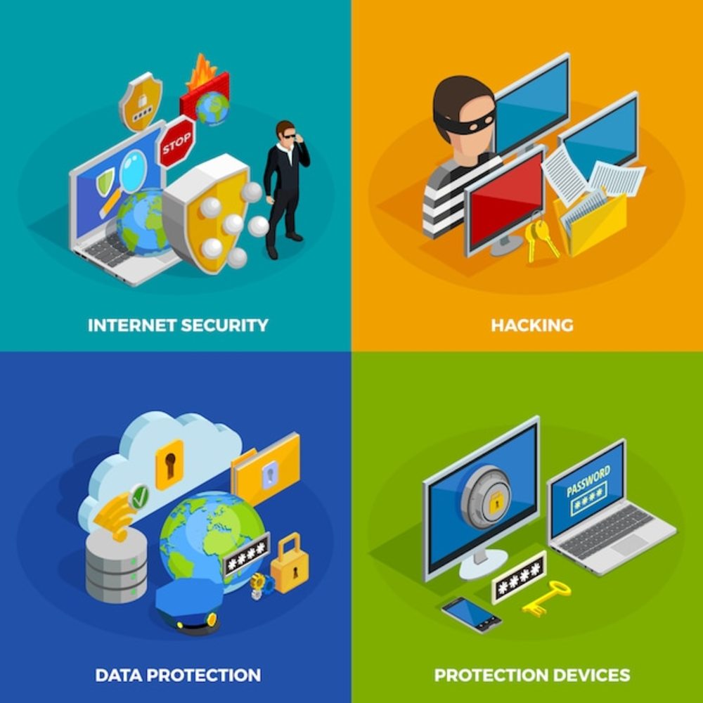 數據保護概念圖標集 提升互聯網安全服務的視覺傳達力